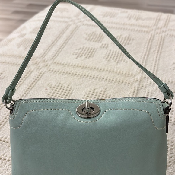 COACH Mini Pouch Leather Turnlock 
 Mint Green Leather Clutch - Picture 10 of 10